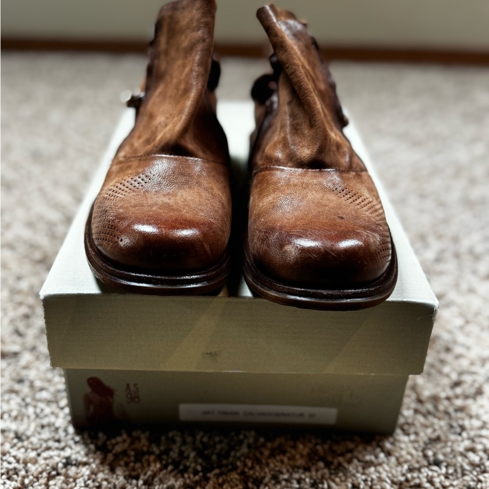 A.S.98 Art 706206
Calvados/Natural
Brown Leather Ankle Boots w/ Studded Strap - Picture 3 of 8